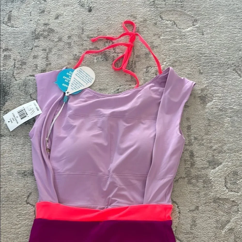 Purple and Pink One Piece Swimsuit with Supportive Fit